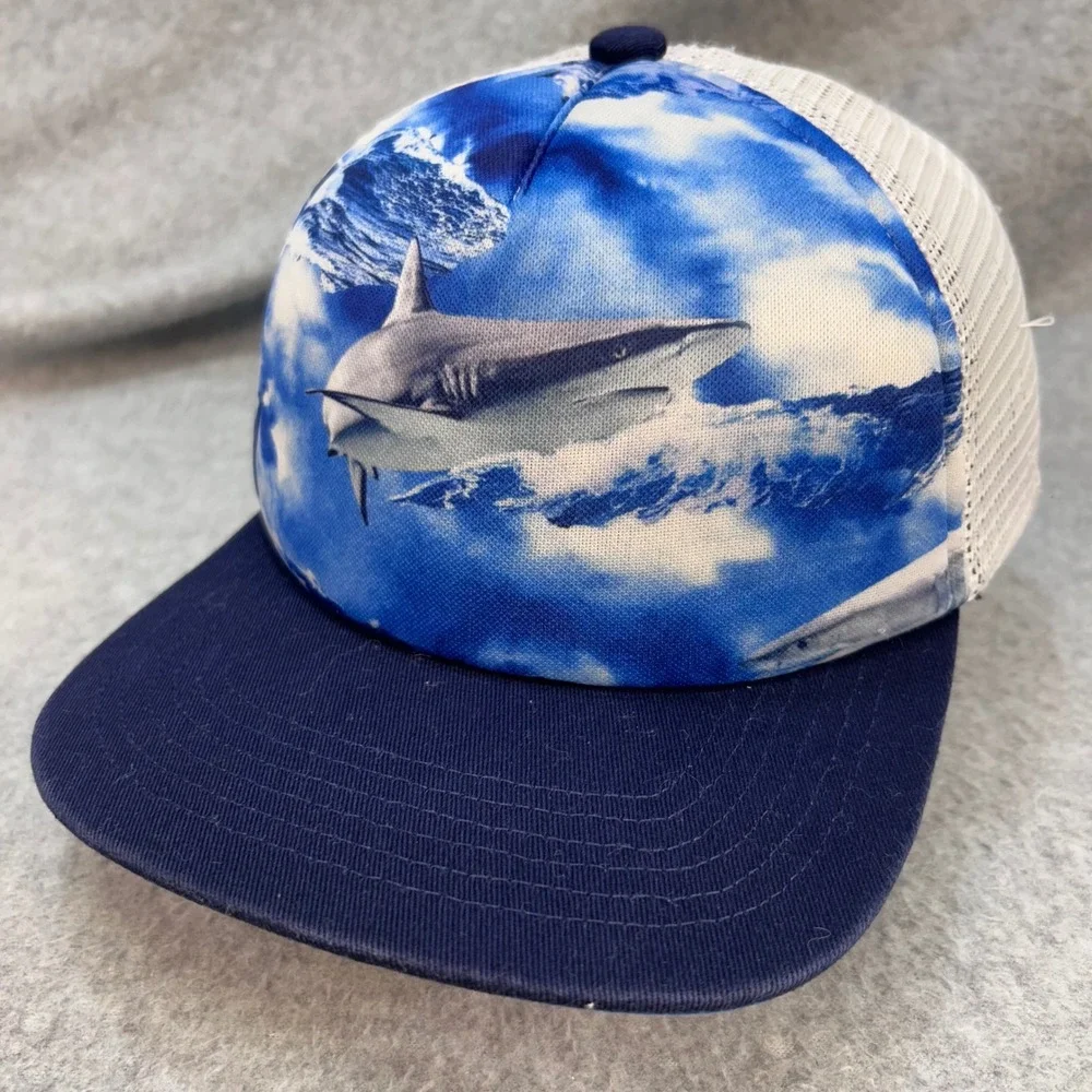 Shark Graphic Kids Blue Old Navy Trucker Hat Mesh Back Adjustable OSFA